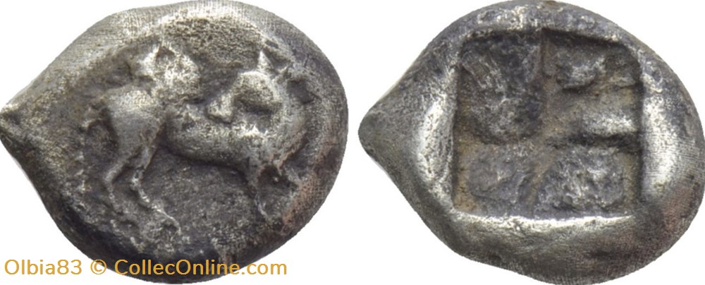 Asie Mineure / Hemidrachme / Taureau - Carré creux. monnaies antiques grecques asie mineure hemidrachme taureau carre creux