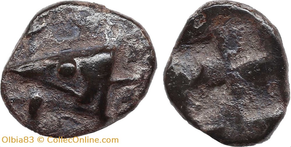 *Cyzique / Obole / Tête de thon à gauche - Carré creux monnaies antiques grecques cyzique obole tete de thon a gauche carre creux