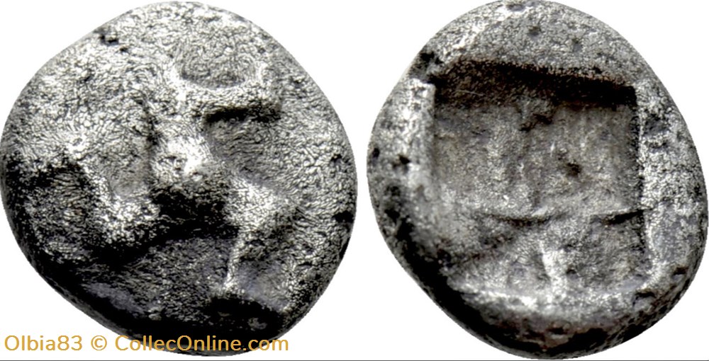 Pamphylie Aspendos / Obole / Triskélès entouré de globules - Carré creux. monnaies antiques grecques pamphylie aspendos obole triskeles entoure de globules carre creux