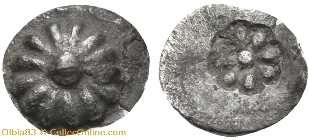 monnaies antiques grecques m erythree trihemitartemorion rosace rosette dans poincon creux