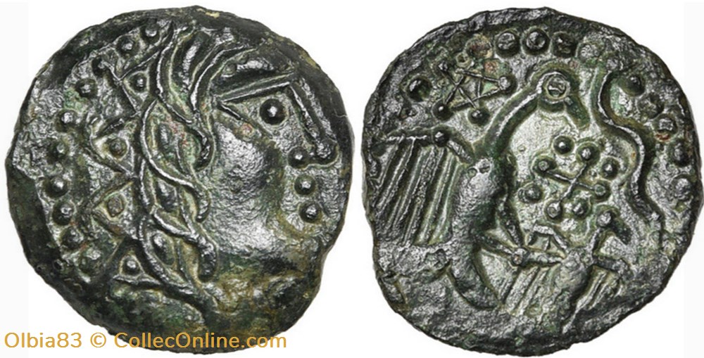 Celtique - Carnutes - Bronze “aux oiseaux et au serpent”. monnaies antiques celtes celtique carnutes bronze aux oiseaux et au serpent