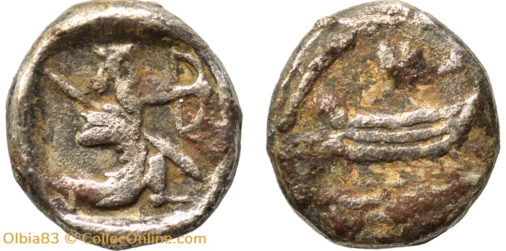 Phénicie - Sidon - Trente deuxième de shekel / Galère de guerre / Le grand Roi combattant monnaies antiques grecques phenicie sidon trente deuxieme de shekel galere de guerre le grand roi combattant