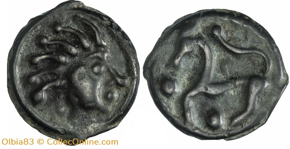 monnaies antiques celtes potin a la tete d indien cheval et globules