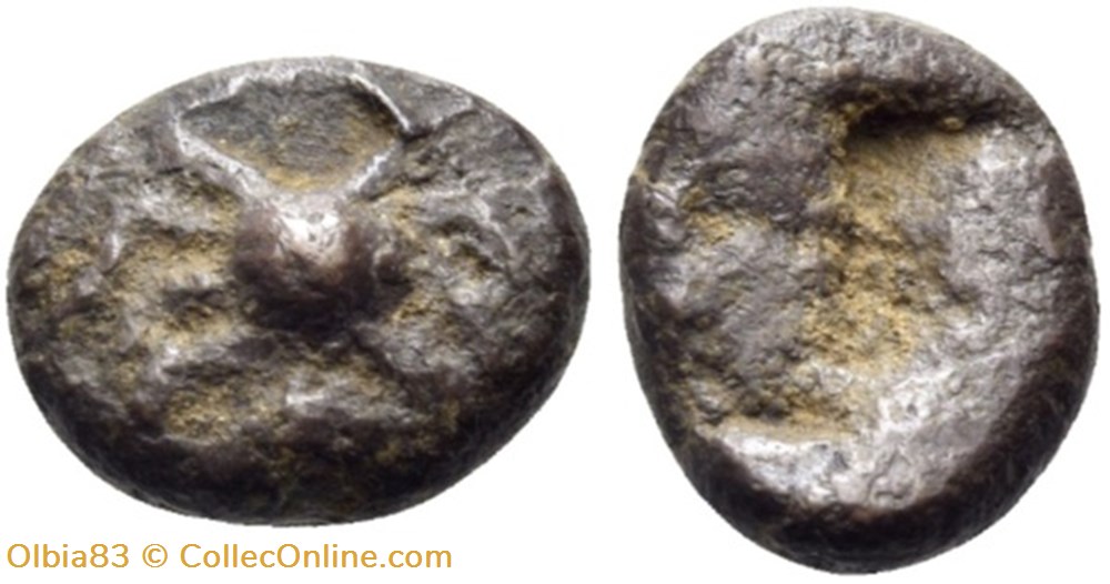 *Thraco Macedoine - Incertaine / Obole / Crabe - Carré creux. monnaies antiques grecques thraco macedoine incertaine obole crabe carre creux