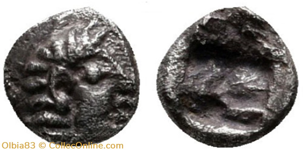 Colophon / Tétartemorion / Tête à droite - Carré creux monnaies antiques grecques colophon tetartemorion tete a droite carre creux
