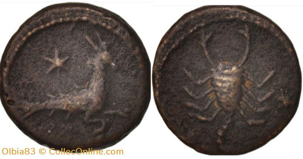 Chypre / Pseudo-autonomie - Auguste / Capricorne et Scorpion monnaies antiques grecques chypre pseudo autonomie auguste capricorne et scorpion