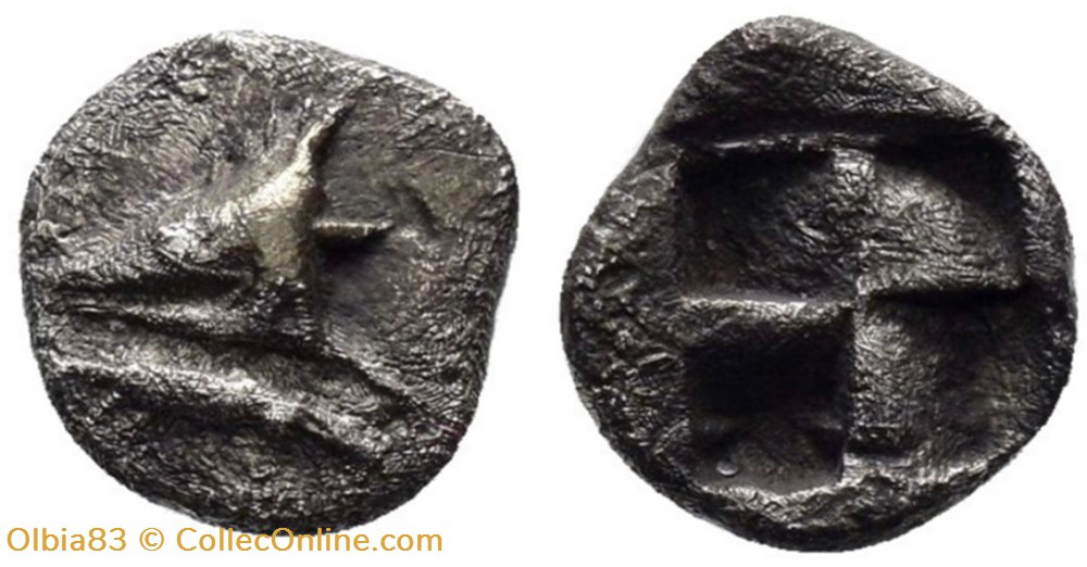 *Cyzique / Hémiobole / Tête de Thon à gauche - Carré creux monnaies antiques grecques cyzique hemiobole tete de thon a gauche carre creux