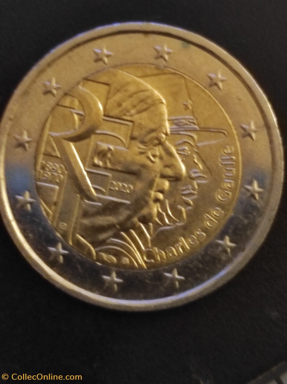 MONNAIE 2€ COMMÉMORATIVE DU GENERAL CHARLES DE GAULLES 2 monnaies monnaie 2 commemorative du general charles de gaulles