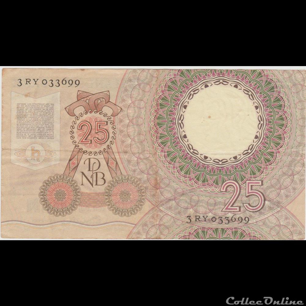 billet europe 25 gulden 87 pays bas 1955