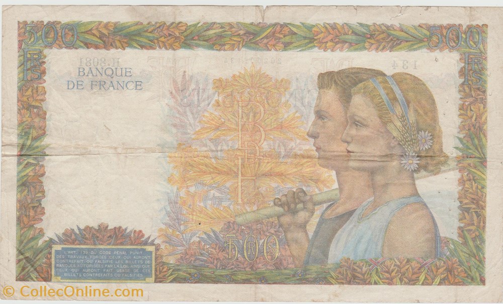 billets europe france billet 500 francs la paix 6 4 1944 date rare
