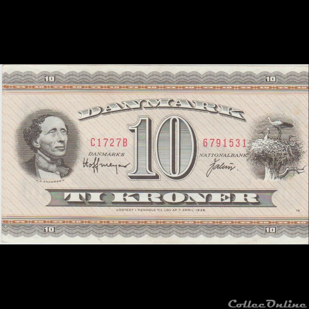 billet europe 10 kroner 44 danmark 1954