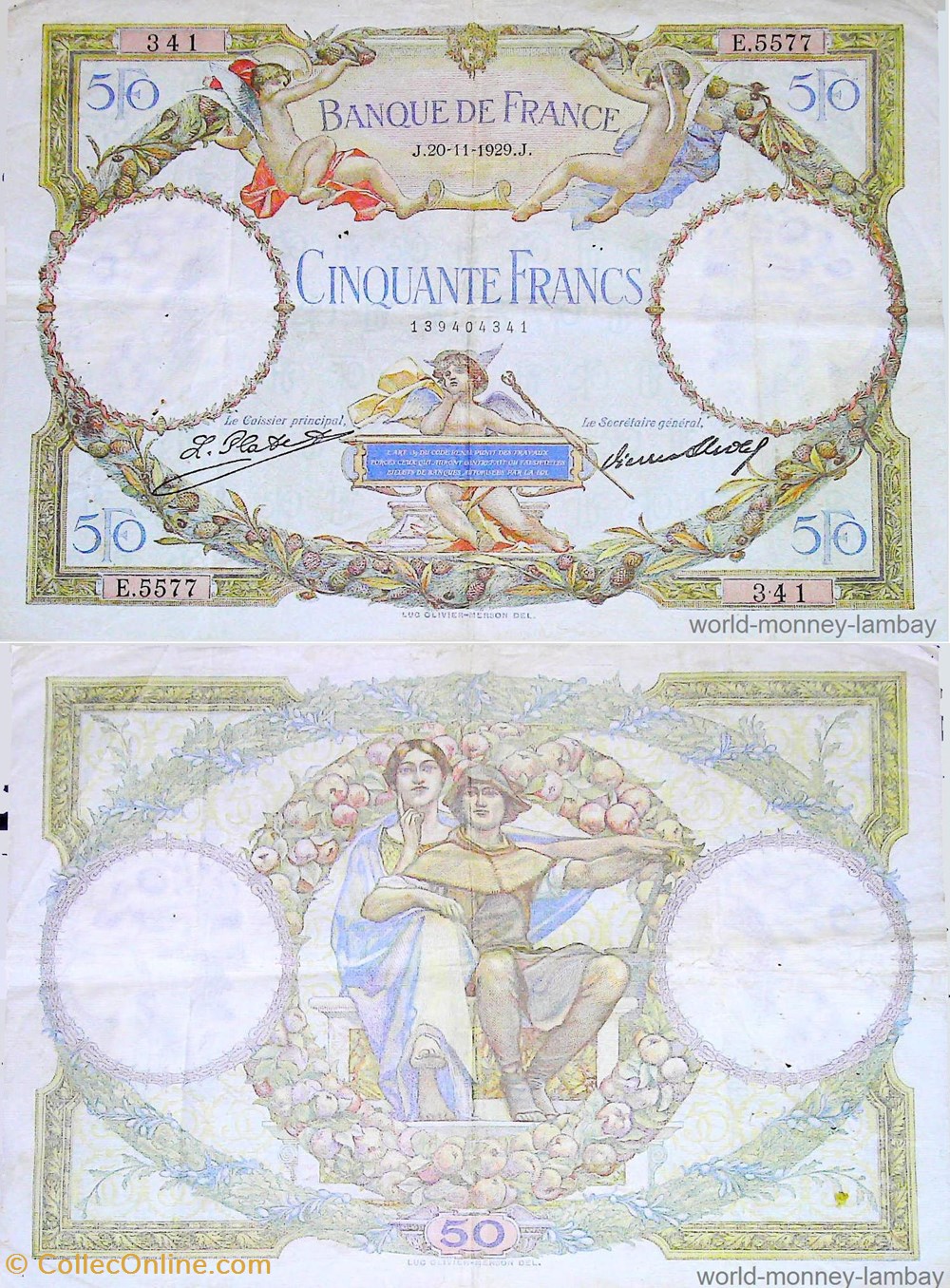 Billet 50 Francs LUC OLIVIER MERSON 1 type billets europe france billet 50 francs luc olivier merson 1 type