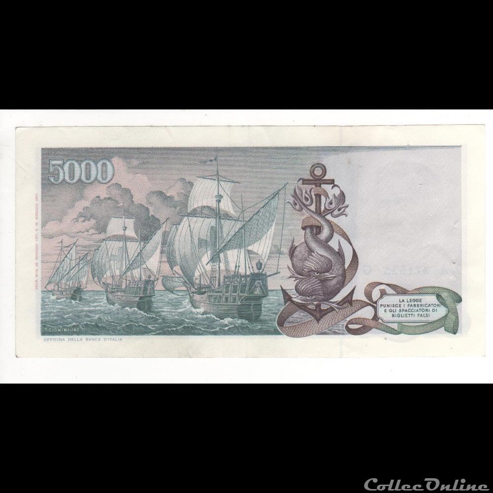 billet europe 5 000 lires 102 italie 1971
