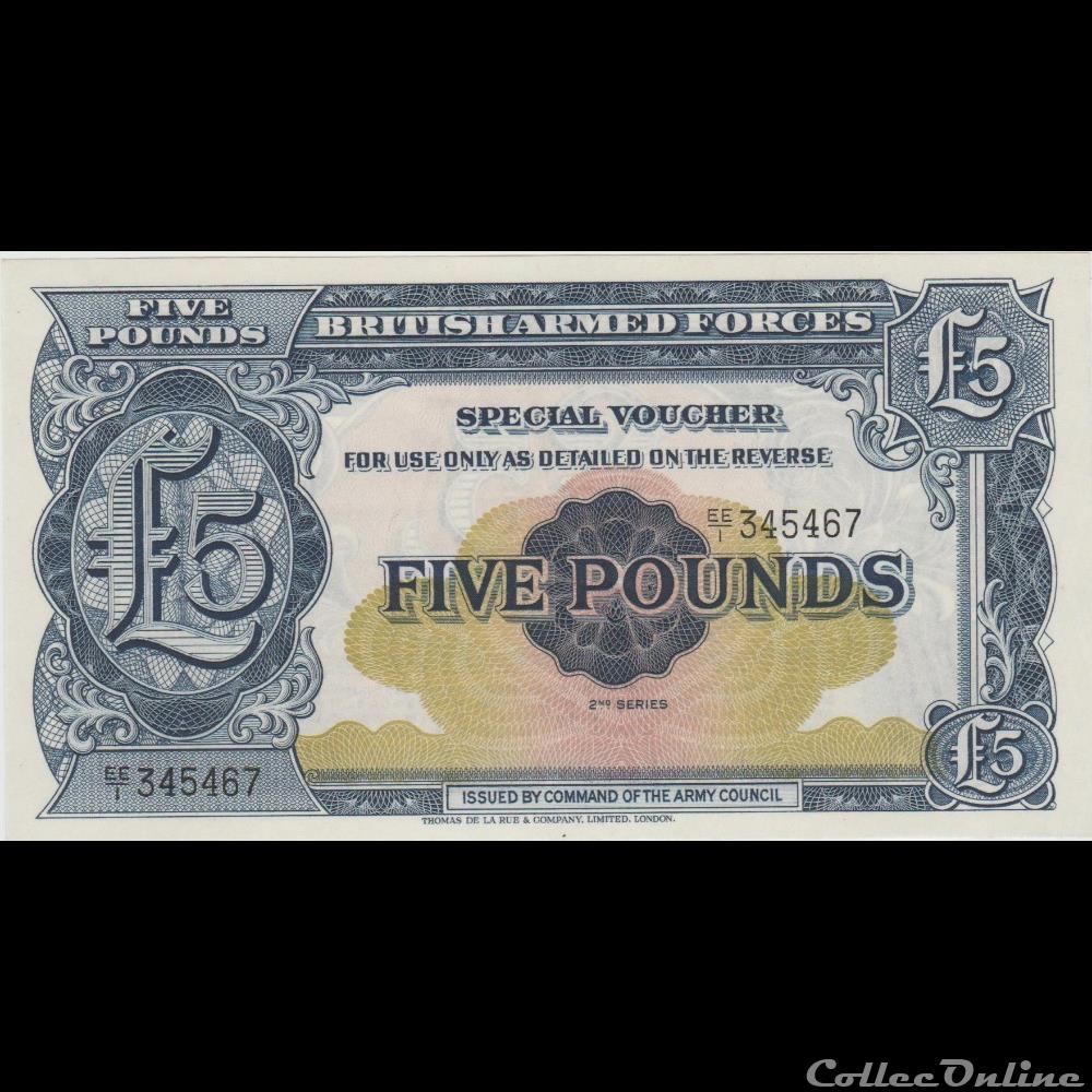 billet europe 5 pound 23m angleterre 1950