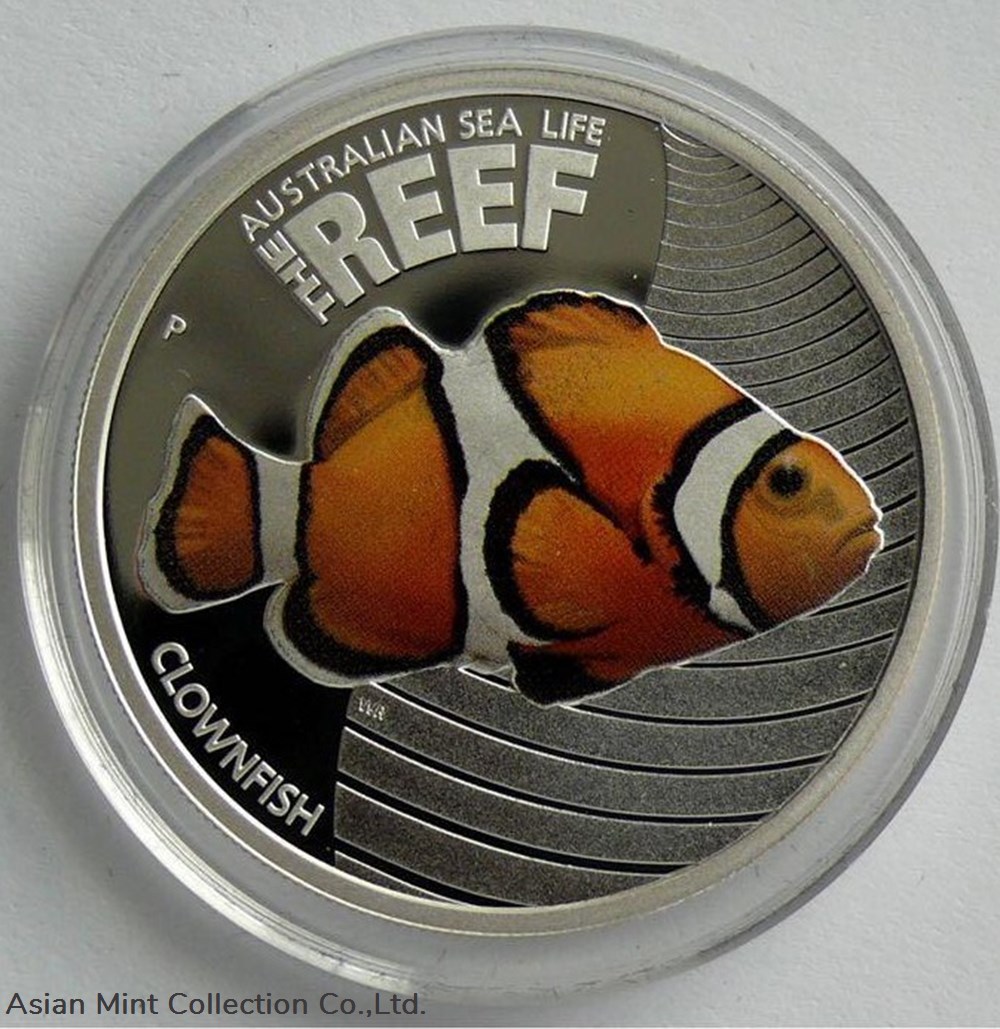 2010 - Australian Mint - Sea Life The Reef Clownfish 2 coins ingots bullion silver coin 2010 australian mint sea life the reef clownfish
