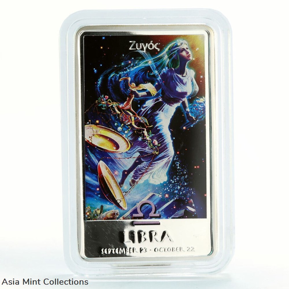 2011 - Niue 2 dollars Zodiac Signs series Libra colored proof silver coin 5 coins ingots bullion 2011 niue 2 dollars zodiac signs series libra colored proof silver coin