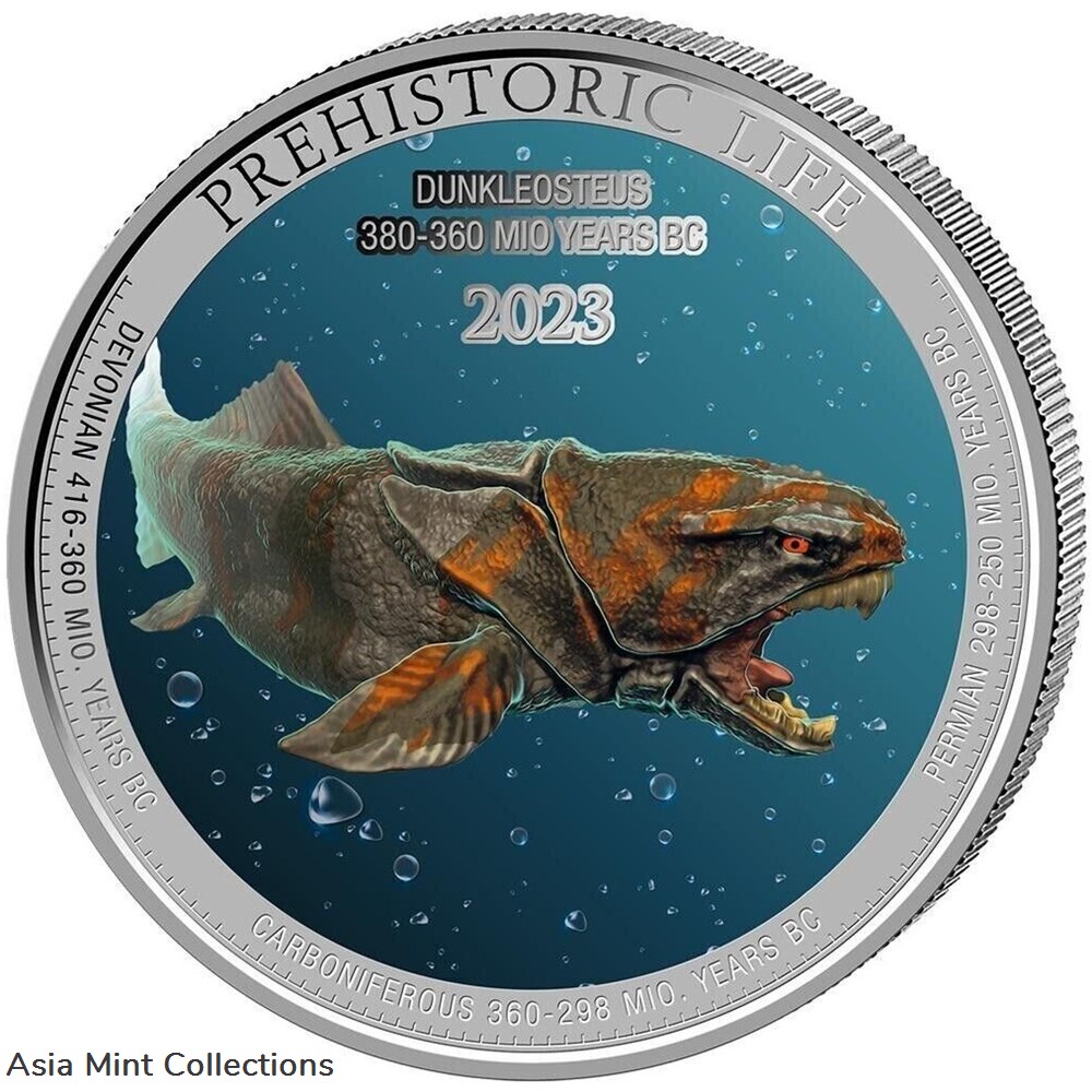 2023 - Prehistoric Life Dunkleosteus Silver Coin Color oz 999 Congo coins ingots bullion 2023 prehistoric life dunkleosteus silver coin color oz 999 congo