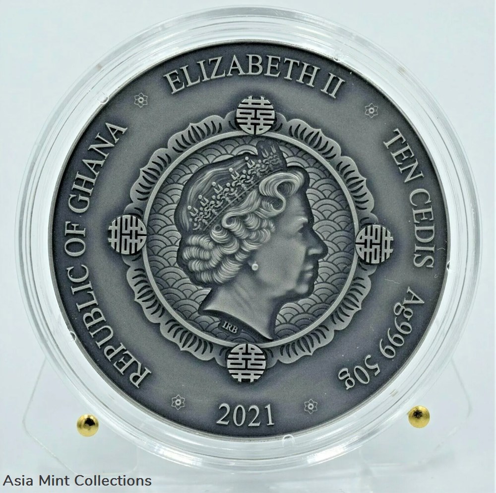 2021 - Phoenix and Dragon Oriental Culture Collection 50 g Silver Coin Ghana 2 coins ingots bullion 2021 phoenix and dragon oriental culture collection 50 g silver coin ghana