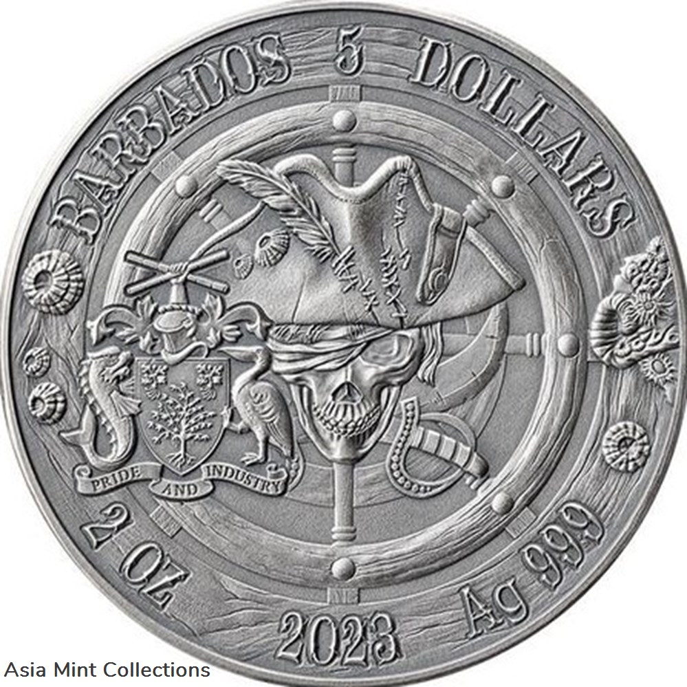2023 - Queen Anne's Revenge Captains of Fortune 2 oz Silver Coin 5$ Barbados 2 coins ingots bullion 2023 queen anne s revenge captains of fortune 2 oz silver coin 5 barbados
