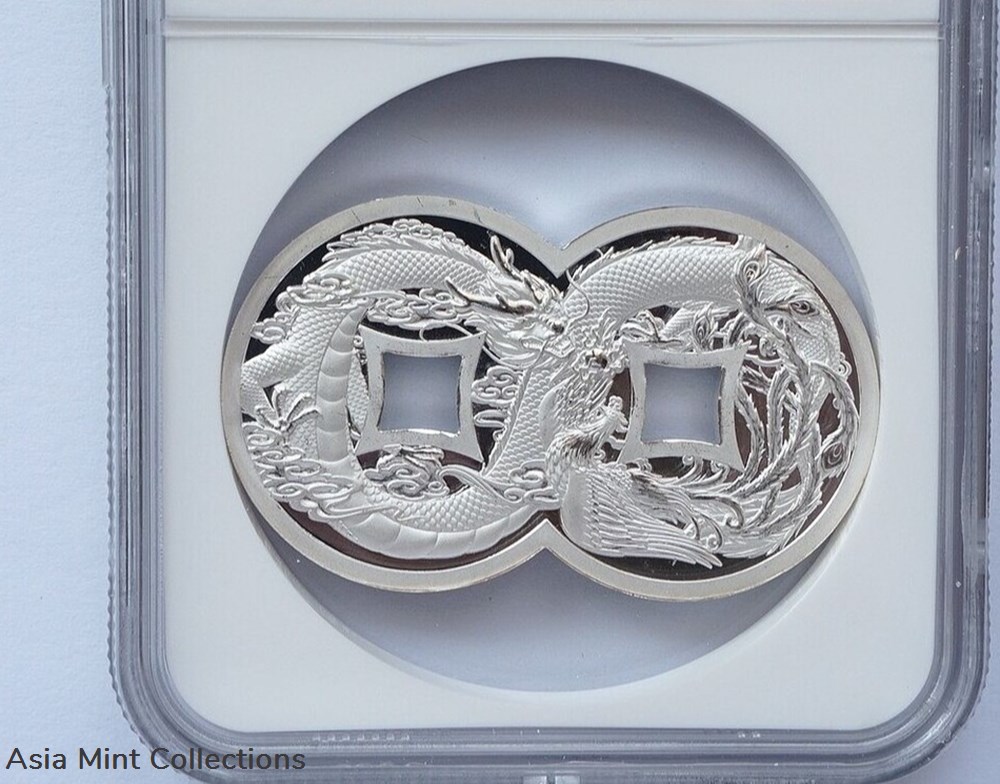 2020 - NGC MS70 China copper dragon & phoenix 45*27mm Silvered medal 3 coins ingots bullion coin 2020 ngc ms70 china copper dragon phoenix 45 27mm silvered medal