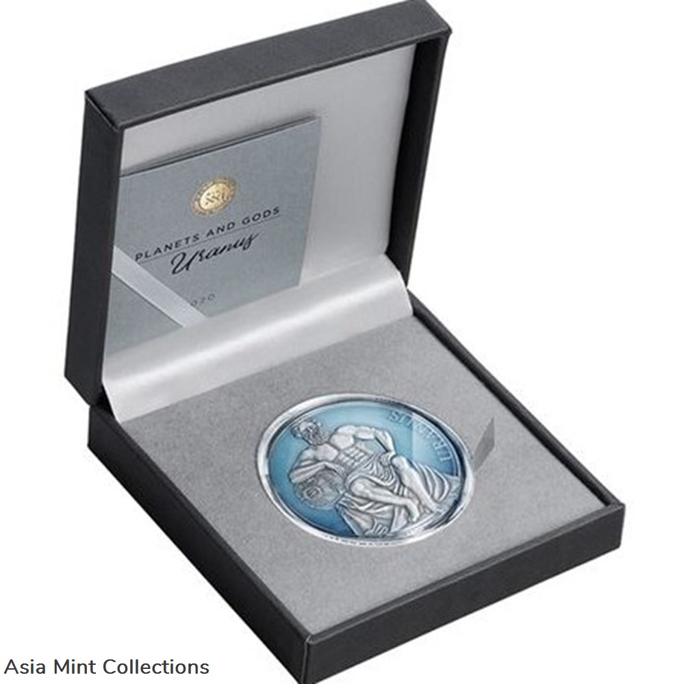 2020 - Uranus Planets and Gods 3 oz Antique finish Silver Coin CFA Cameroon 4 coins ingots bullion 2020 uranus planets and gods 3 oz antique finish silver coin cfa cameroon