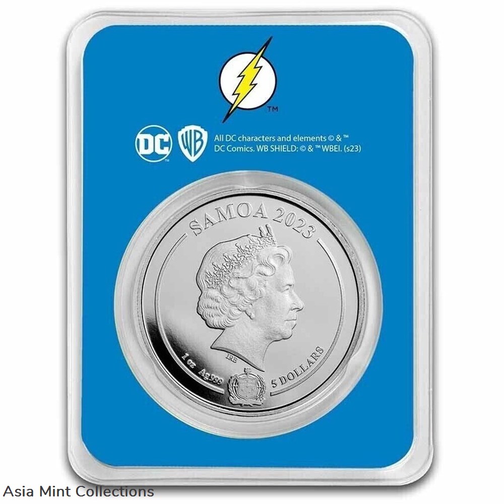 2023 - DC Comics™ Flash™ 1oz Silver Coin Color 999 Samoa ST/BU 2 coins ingots bullion 2023 dc comics flash 1oz silver coin color 999 samoa st bu