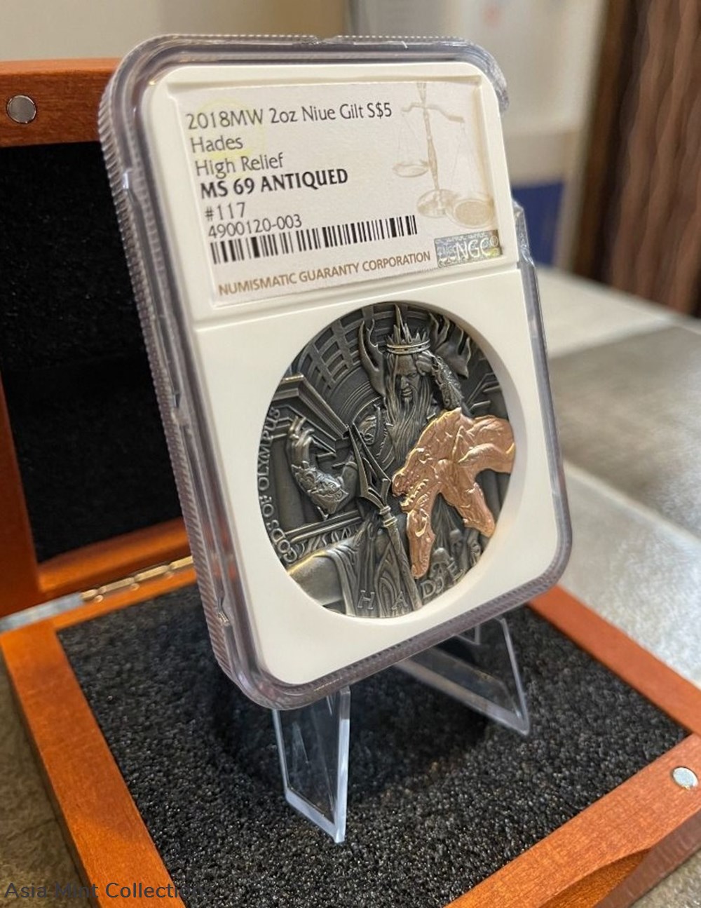 2018 NIUE $5 Gods of Olympus Hadez 2 Oz Silver High Relief Coin with Rose Gold - NGC-MS69 2 coins ingots bullion 2018 niue 5 gods of olympus hadez 2 oz silver high relief coin with rose gold ngc ms69