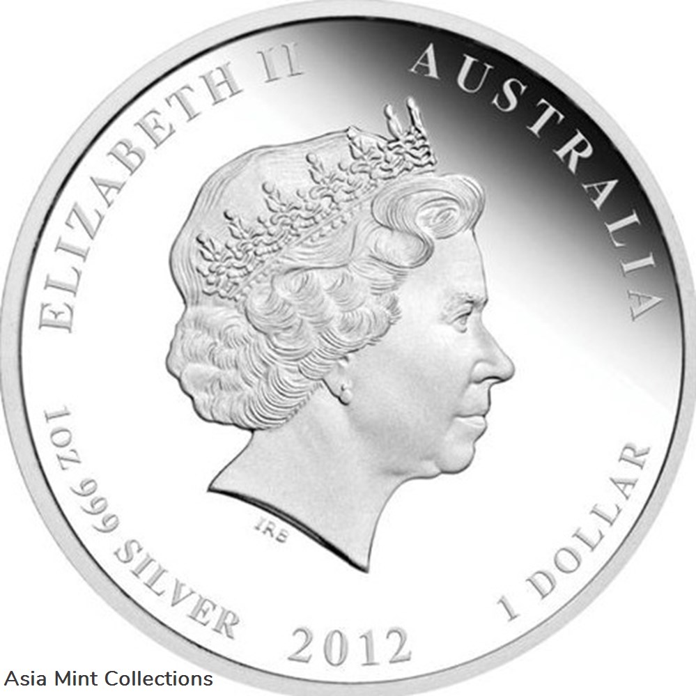 2012 $1 Lunar Year of The Dragon 1oz Silver Coloured Proof Coin 2 coins ingots bullion 2012 1 lunar year of the dragon 1oz silver coloured proof coin