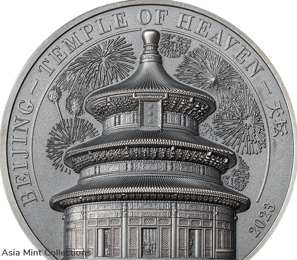 coins ingots bullion 2023 cook islands beijing temple of heaven 2oz silver antiqued coin