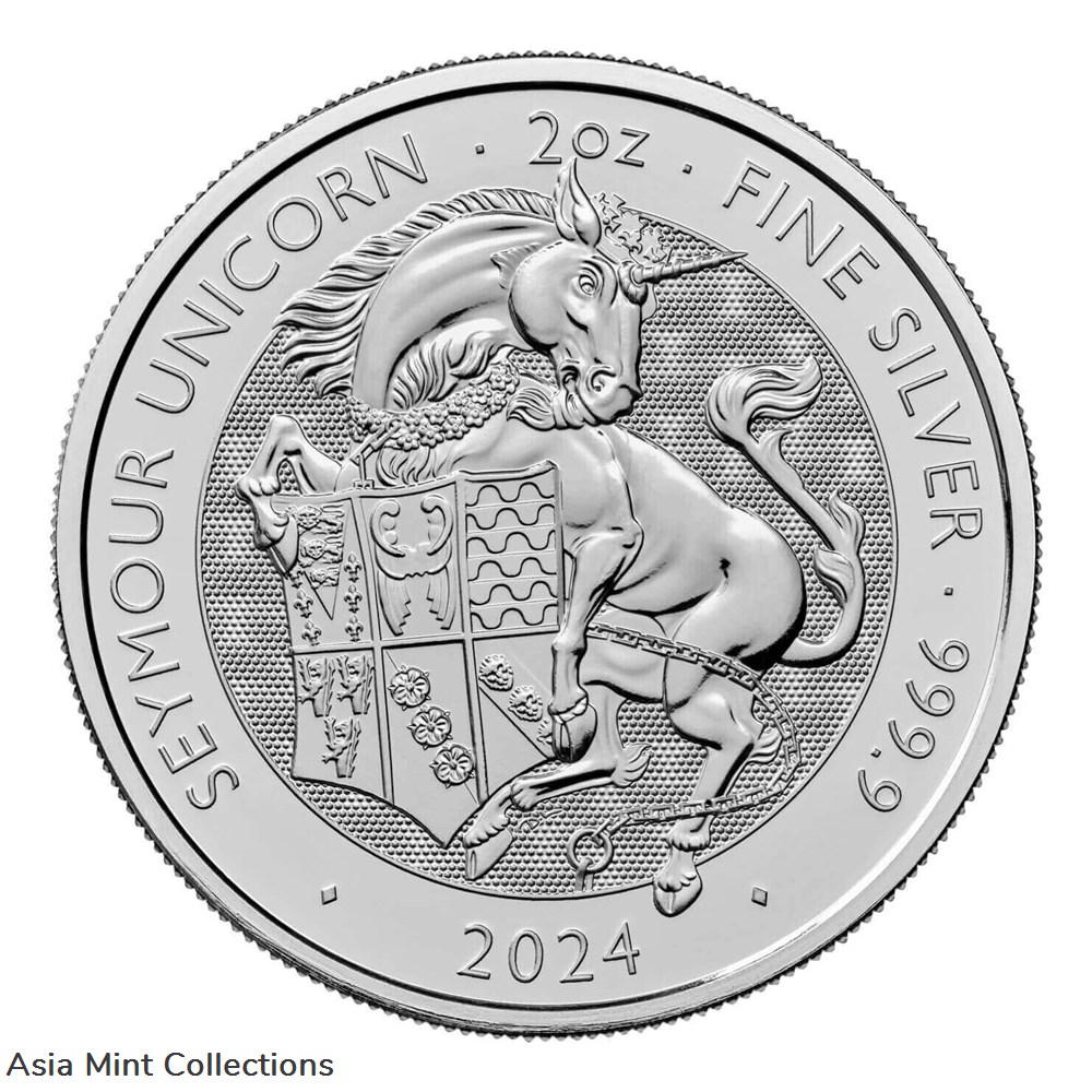 2024 - 2oz Silver 999.9 UK UK Seymour Unicorn Queen's Beast coins ingots bullion coin 2024 2oz silver 999 9 uk uk seymour unicorn queen s beast