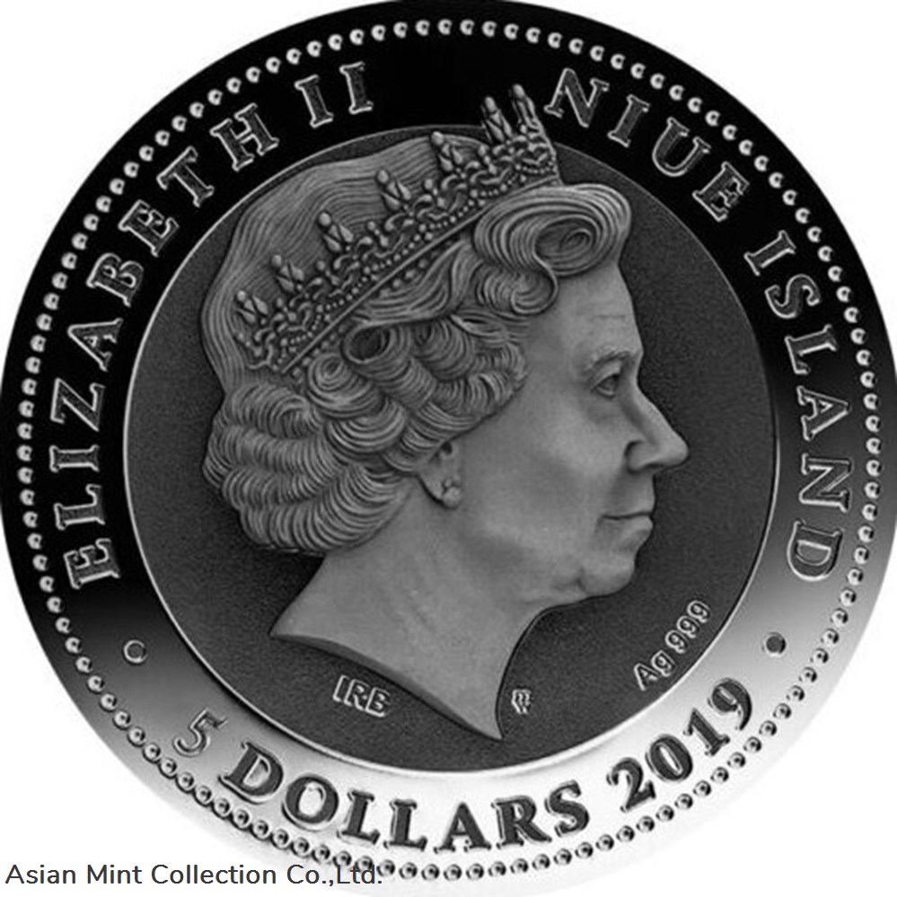 2019 - The Samurai 2 oz Antique finish Silver Coin 5$ Niue 3 coins ingots bullion 2019 the samurai 2 oz antique finish silver coin 5 niue
