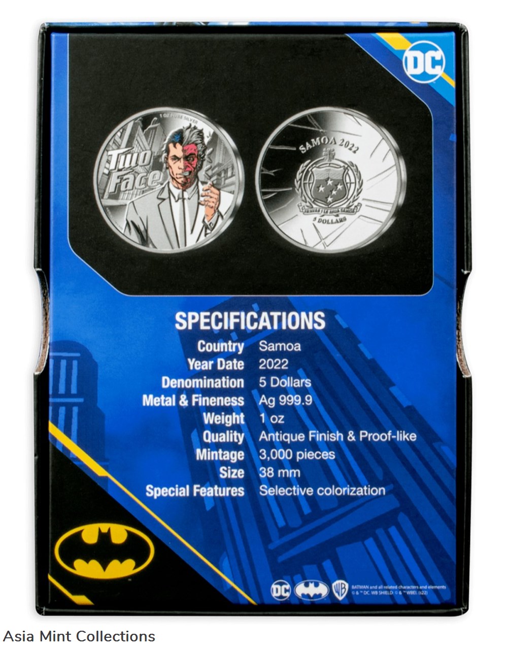 2022 ~ DC COMICS™ ~ BATMAN® ~ TWO-FACE ~ 1 OZ .9999 FINE SILVER COIN ~ 3 coins ingots bullion 2022 dc comics batman two face 1 oz 9999 fine silver coin