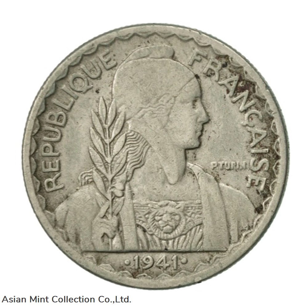 1941 - 20 cents Republique Francaise Coin coins colonial french colonies 1941 20 cents republique francaise coin