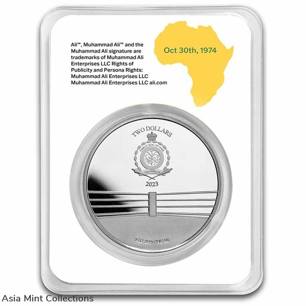2023 - Muhammad Ali Rumble in the Jungle 1oz 999 Silver Niue Blister- 2 coins ingots bullion 2023 muhammad ali rumble in the jungle 1oz 999 silver niue blister