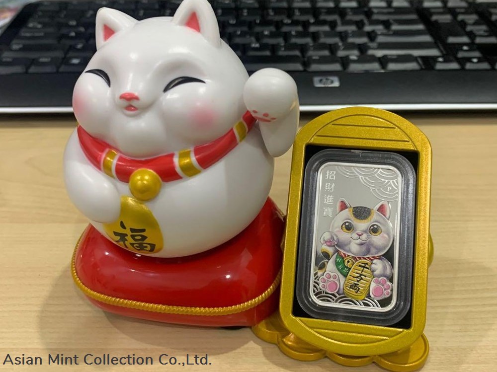 2018 - Lucky Cat 1oz Silver Proof Coin from The Perth Mint 5 coins ingots bullion 2018 lucky cat 1oz silver proof coin from the perth mint