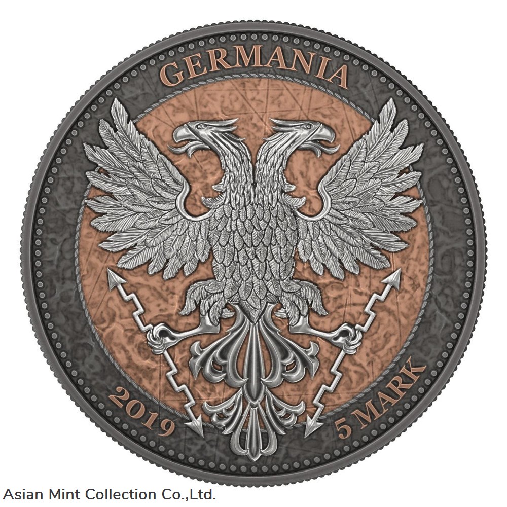 2019 - Germany 5 Mark - Oak Leaf - Crystal Cross - 1 Oz Silver Coin coins ingots bullion 2019 germany 5 mark oak leaf crystal cross 1 oz silver coin
