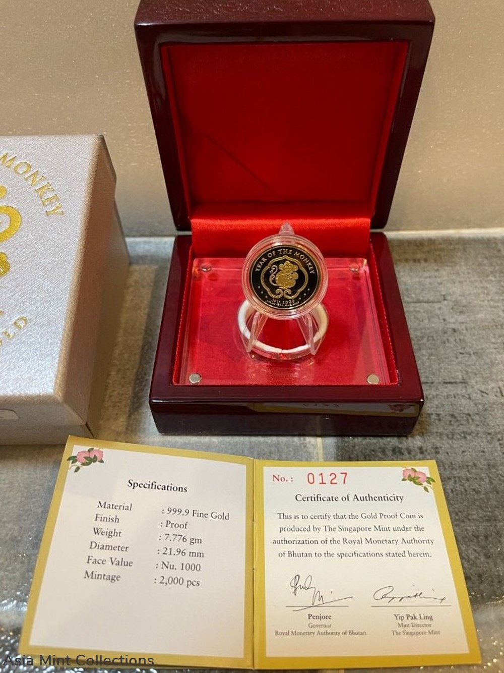 2014 Bhutan NU1000 Lunar Year of Monkey - 1/4oz Colorized Gold Proof Coin 6 coins ingots bullion 2014 bhutan nu1000 lunar year of monkey 1 4oz colorized gold proof coin