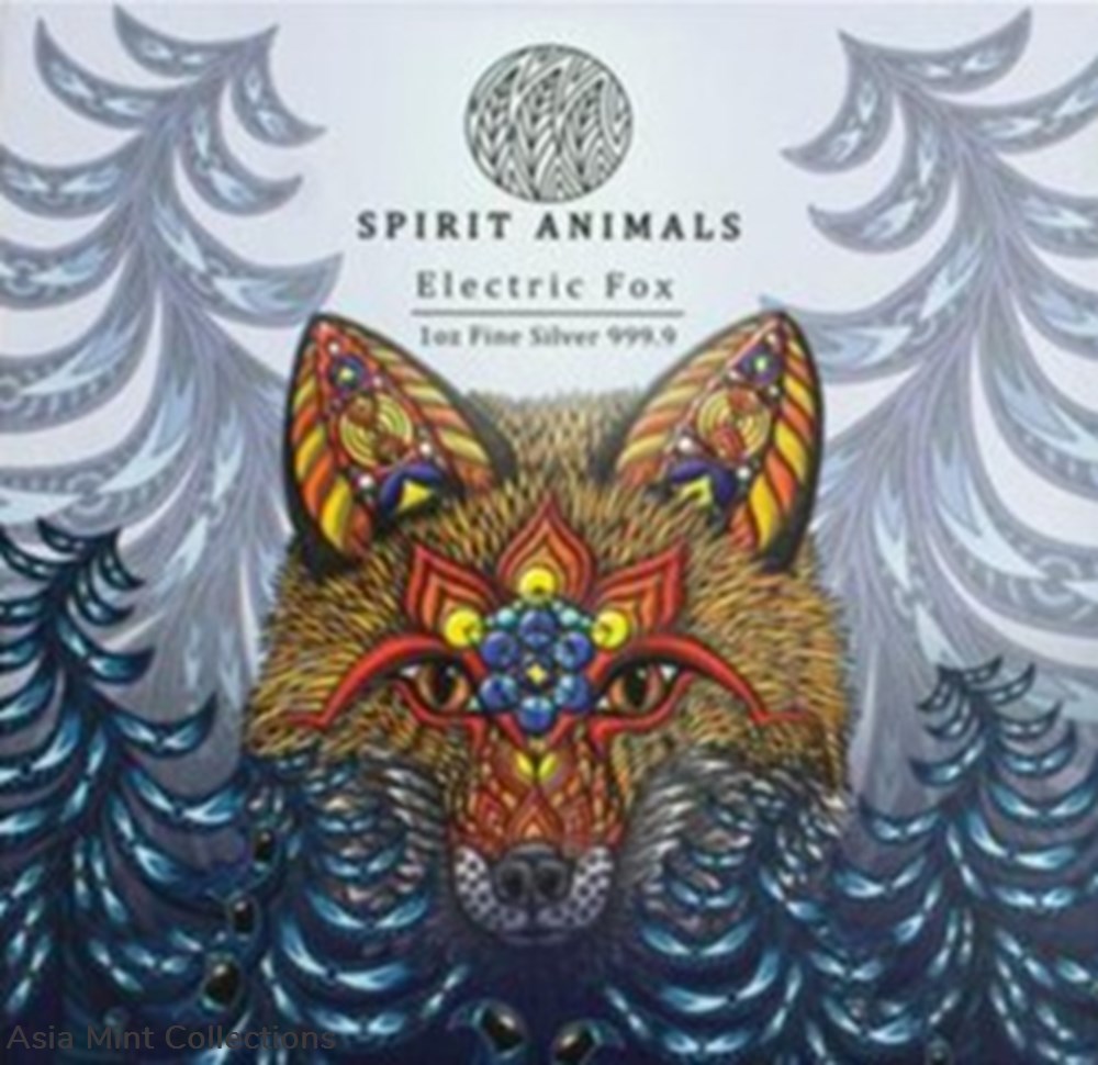2021 - Solomon Islands - Spirit Animals - Phil Lewis FOX 1oz Colorized Silver Coin 2 coins ingots bullion 2021 solomon islands spirit animals phil lewis fox 1oz colorized silver coin