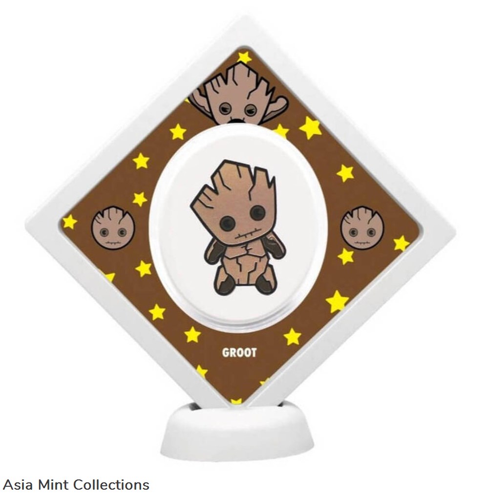 2022 Niue Marvel Kawaii Groot 1oz Silver Shaped Proof Coin 4 coins ingots bullion 2022 niue marvel kawaii groot 1oz silver shaped proof coin