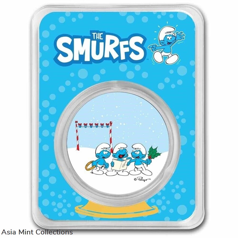 2023 - Smurfs Smurfs Christmas Carol 1 Oz 999 Silver Colored Niue ST/BU coins ingots bullion coin 2023 smurfs smurfs christmas carol 1 oz 999 silver colored niue st bu