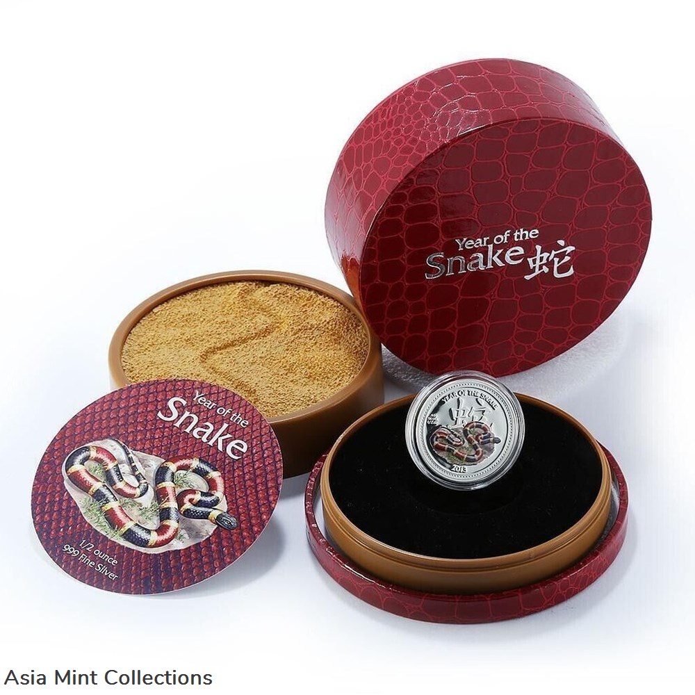 2013 - Year of the Snake - Coral Lunar 1/2 oz Proof Silver Coin 1$ Niue coins ingots bullion 2013 year of the snake coral lunar 1 2 oz proof silver coin 1 niue