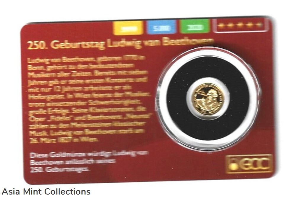 2020 Gold Coin Card - Fiji 5 Dollars Gold PP Ludwig van Beethoven coins ingots bullion 2020 gold coin card fiji 5 dollars gold pp ludwig van beethoven