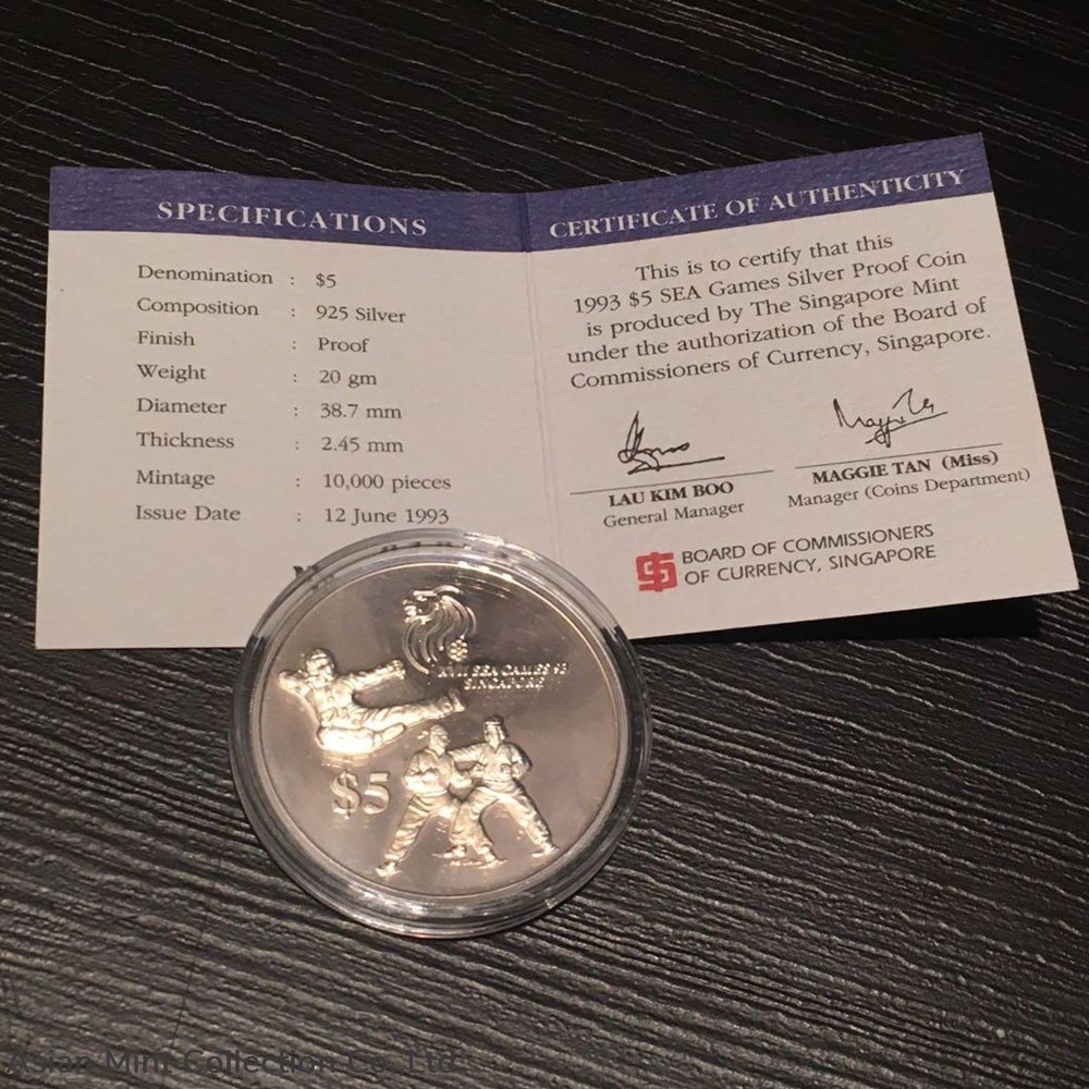 coins ingots bullion silver coin 1993 singapore 5 dollars sea games 38 7mm ag 925