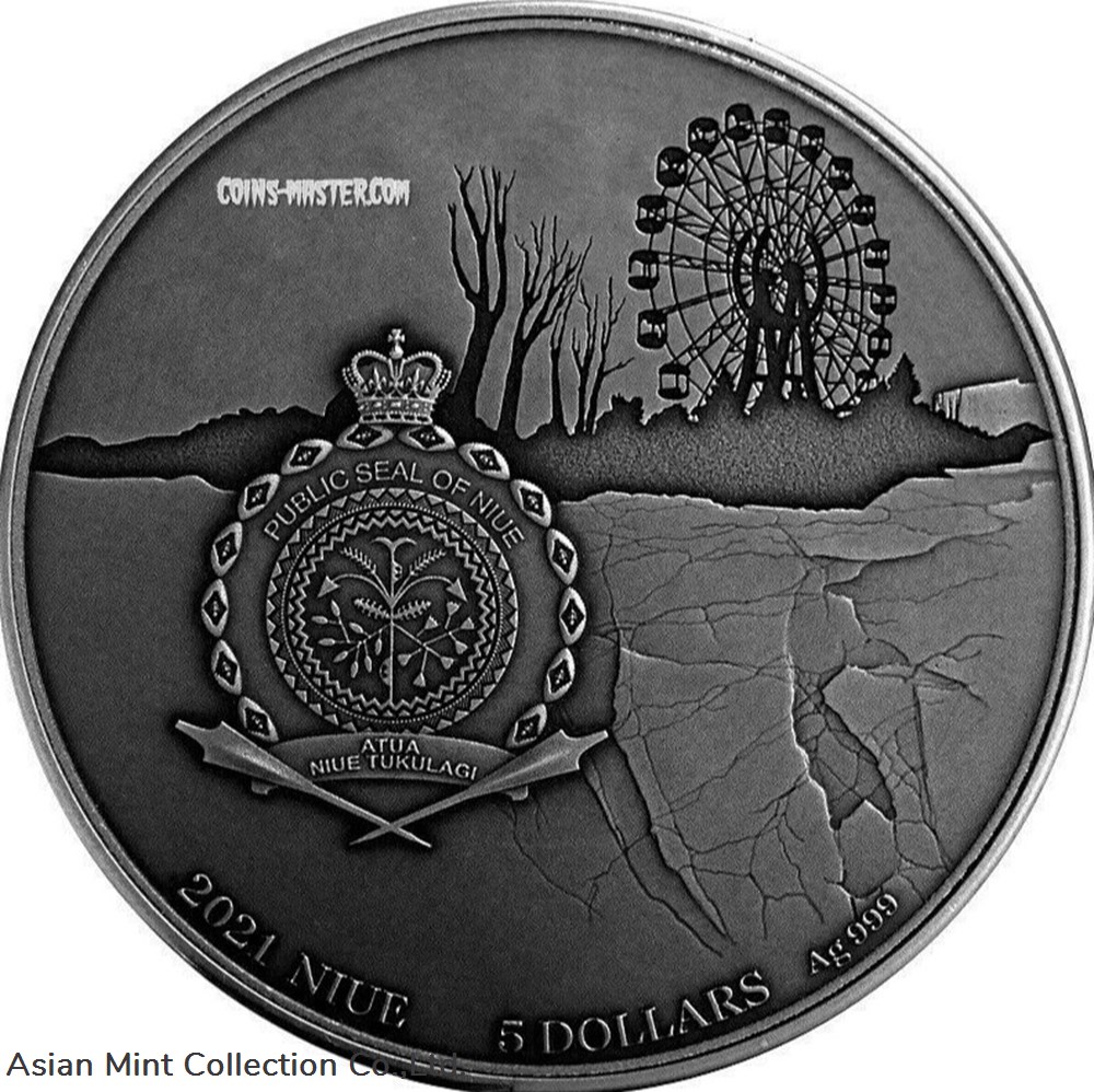 coins ingots bullion 2021 2 oz silver glow in the dark human tragedies chernobyl antique finish coin