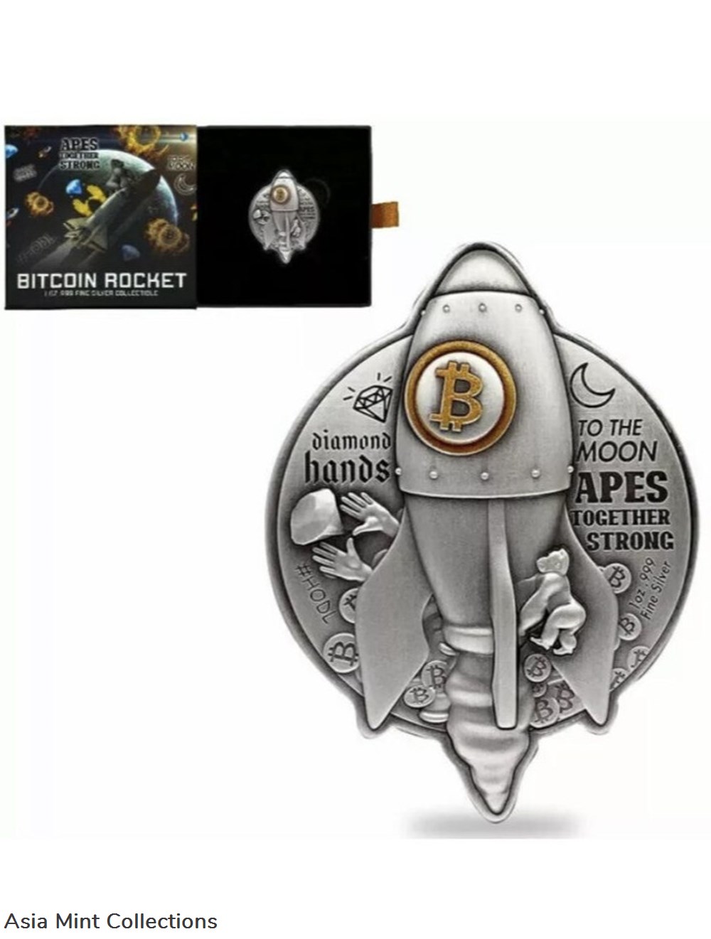 2022 Chad 1 oz Silver Bitcoin Rocket Shaped Antiqued High Relief Coin .999 Fine 4 coins ingots bullion 2022 chad 1 oz silver bitcoin rocket shaped antiqued high relief coin 999 fine