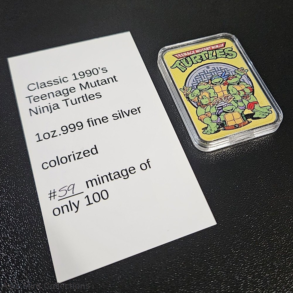 2023 - Teenage Mutant Ninja Turtles 1oz .999 Fine Silver Colorized Bar w/ COA 2 coins world united states 2023 teenage mutant ninja turtles 1oz 999 fine silver colorized bar w coa