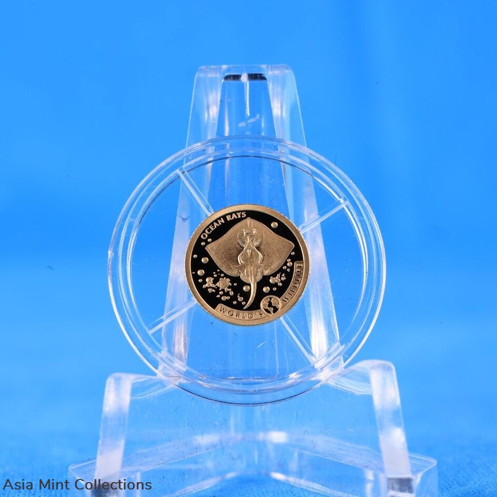 2023 - World's Wildlife (5.) Ray Gold Coin 0.5 Grams Congo 10 Francs PP / Proof 3 coins ingots bullion 2023 world s wildlife 5 ray gold coin 0 5 grams congo 10 francs pp proof