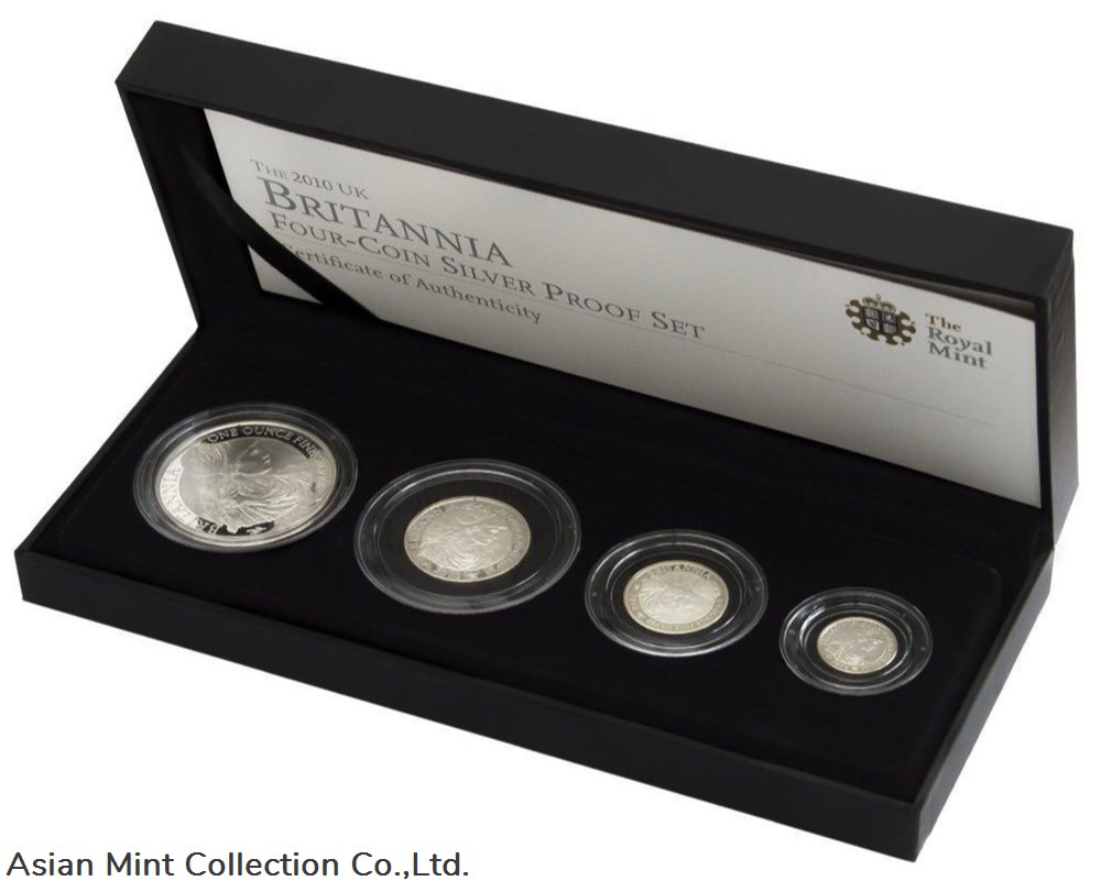 coins ingots bullion 2010 uk britannia four coin silver proof set