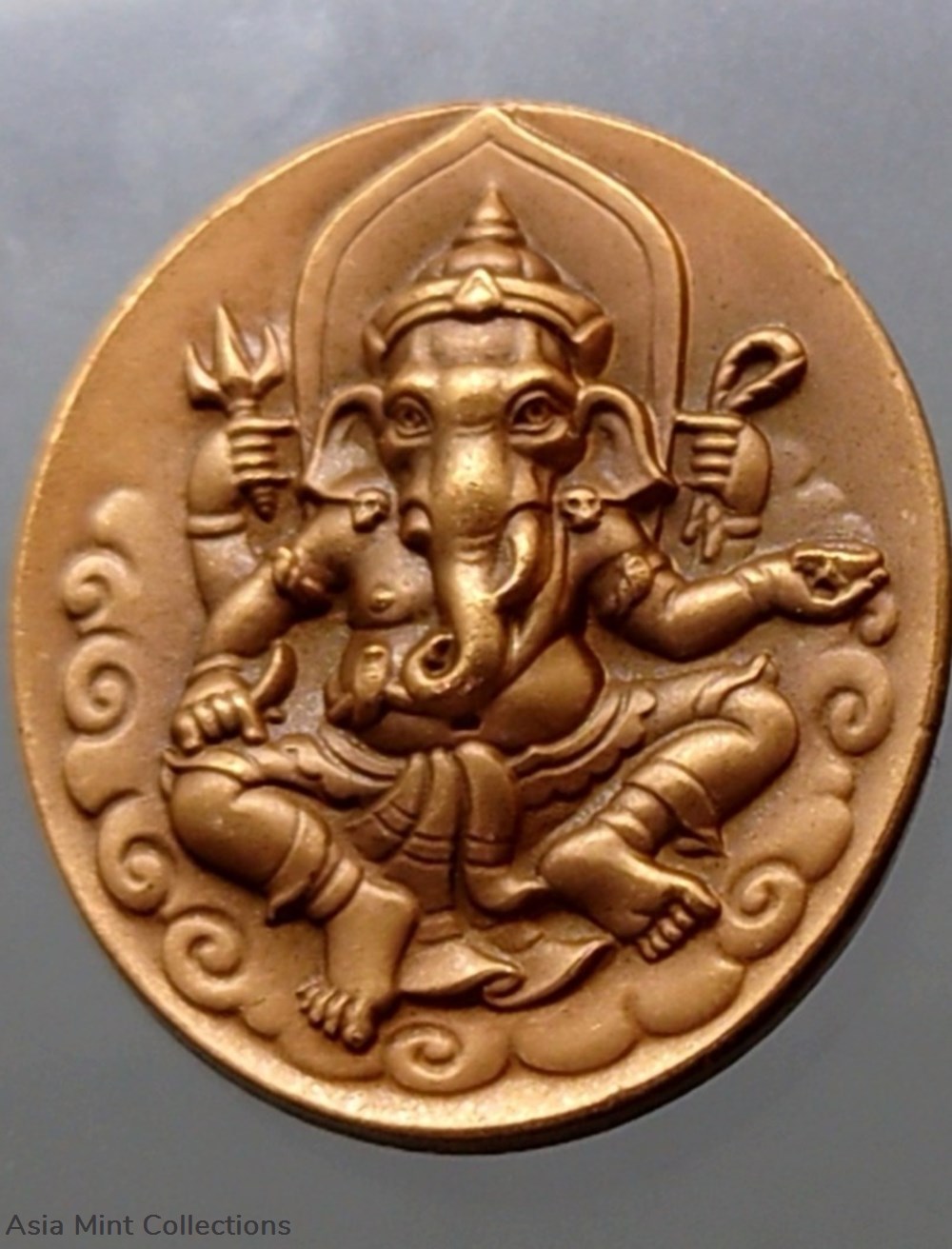 1996 - Ganesh Medal Behind the Om symbol, large print, Fine Arts Department, Ten Mu Crafts Office 3 medals 1996 ganesh medal behind the om symbol large print fine arts department ten mu crafts office