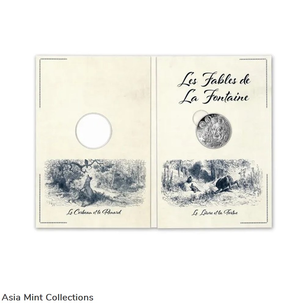 2021 - CURRENCY OF € 10 MONEY - 400 YEARS OF JEAN DE LA FONTAINE 5 coins ingots bullion silver coin 2021 currency of 10 money 400 years of jean de la fontaine